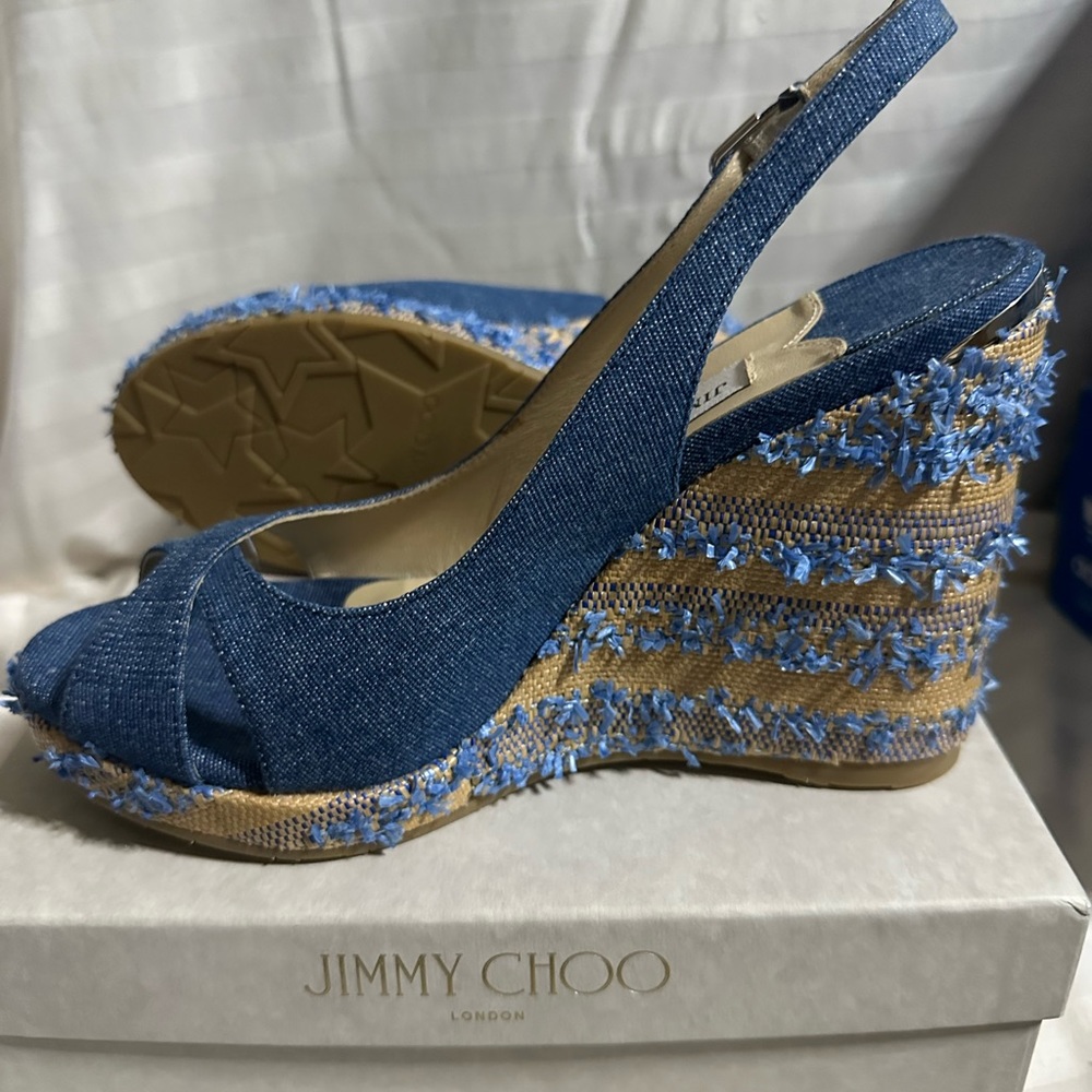 NIB Jimmy Choo Amely 105 Denim 38.5 NEW